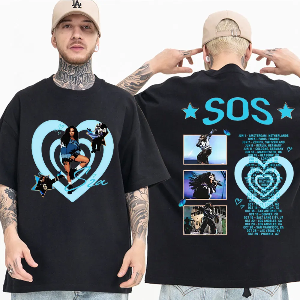 

SZA SOS Concert Tour 2023 Graphic T Shirts Men Women Fashion Trend Short Sleeve T Shirt Summer Street Hip Hop Aesthetics T-shirt