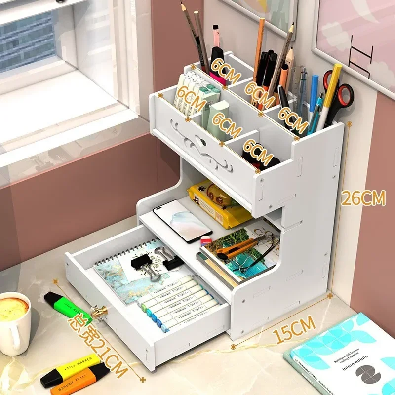 Multi-functional Pen Holder with 10 Slots for Stationery Organization on Desk Drawer