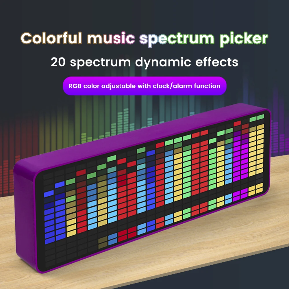 Светодиодный музыкальный спектральный дисплей RGB Свет цветной спектр звукосниматель атмосферный фонарь электронные часы индикатор уровня звука USB