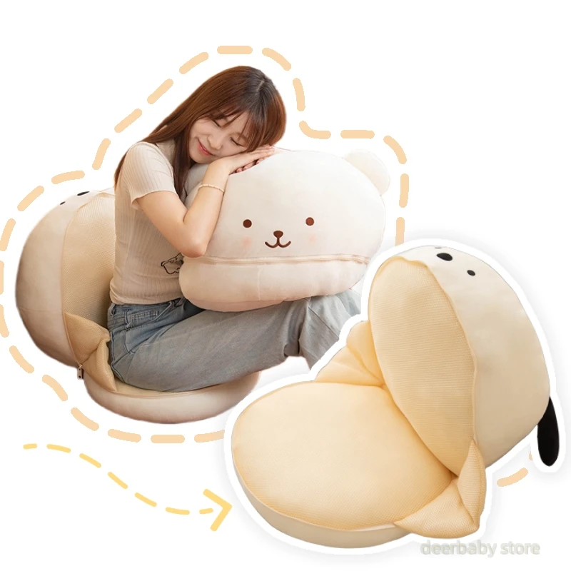 

Cartoon Animal Food Combined With Plush Chair Cushion Pillow Bear Dog And Stuffed Bun Combined Cushion Pillow 2-in-1 Plush Toy