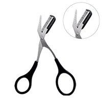 Eyebrow Trimmer Scissor with Comb Female Male Eyebrow Eyelash Scissors Safety Stainless Steel Face Razor Makeup Beauty Scissors 1