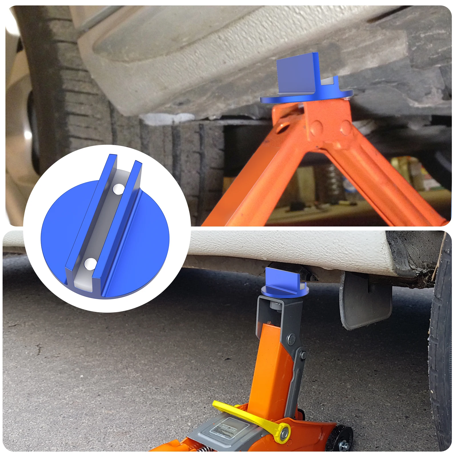 Aluminum Universal Jack Pad Adapter - Slotted Frame Rail Protector and Support Grip