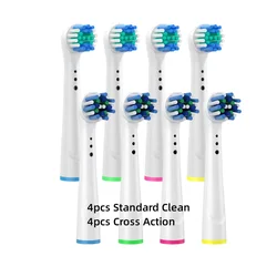 Premium Replacement Brush Heads for Electric Toothbrushes - Advanced Cleaning Action, Pack of 4/8 (8 Assorted A)
