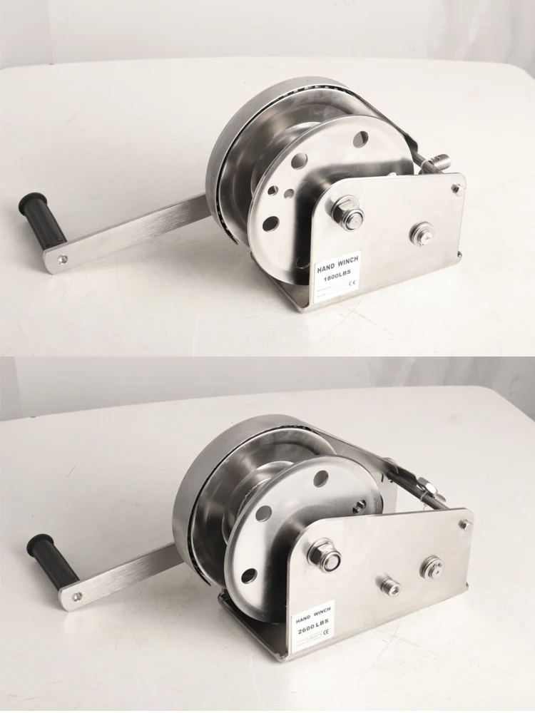 304 Stainless Material 800-2600LBS Boat Truck Self Locking Wire Rope Cable Ratcheting Manual Hand Winch, manual winch