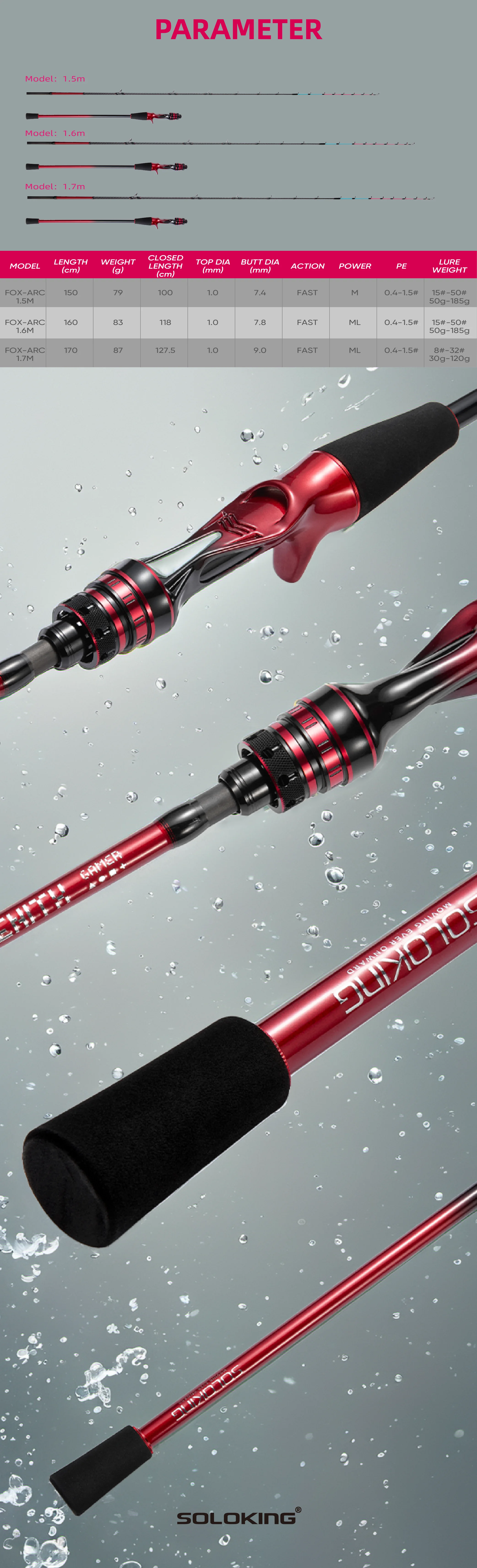 SOLOKING ZENITH Serie FOX ARC Angelrute Tianium Spitze Tintenfisch Octopus Angeln Casting Rod Tintenfisch Boot Angeln webfooted – Detail 2