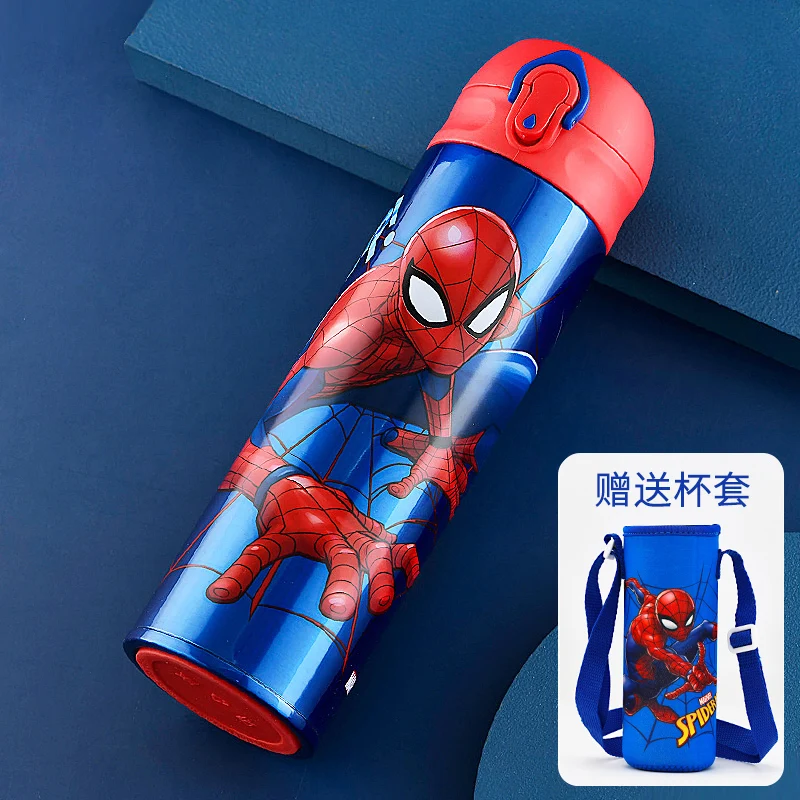 Disney Cartoon Stainless Steel Thermos Cup Boy Summer Cup Captain Spiderman  Water Bottle Outdoor Travel Portable Cup 480ML