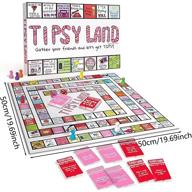 Tipsyland Drinking Board Game for Adults, Party Funny Drinking Games, Tipsy Games Interactive Drinking Board Game Party Games 6