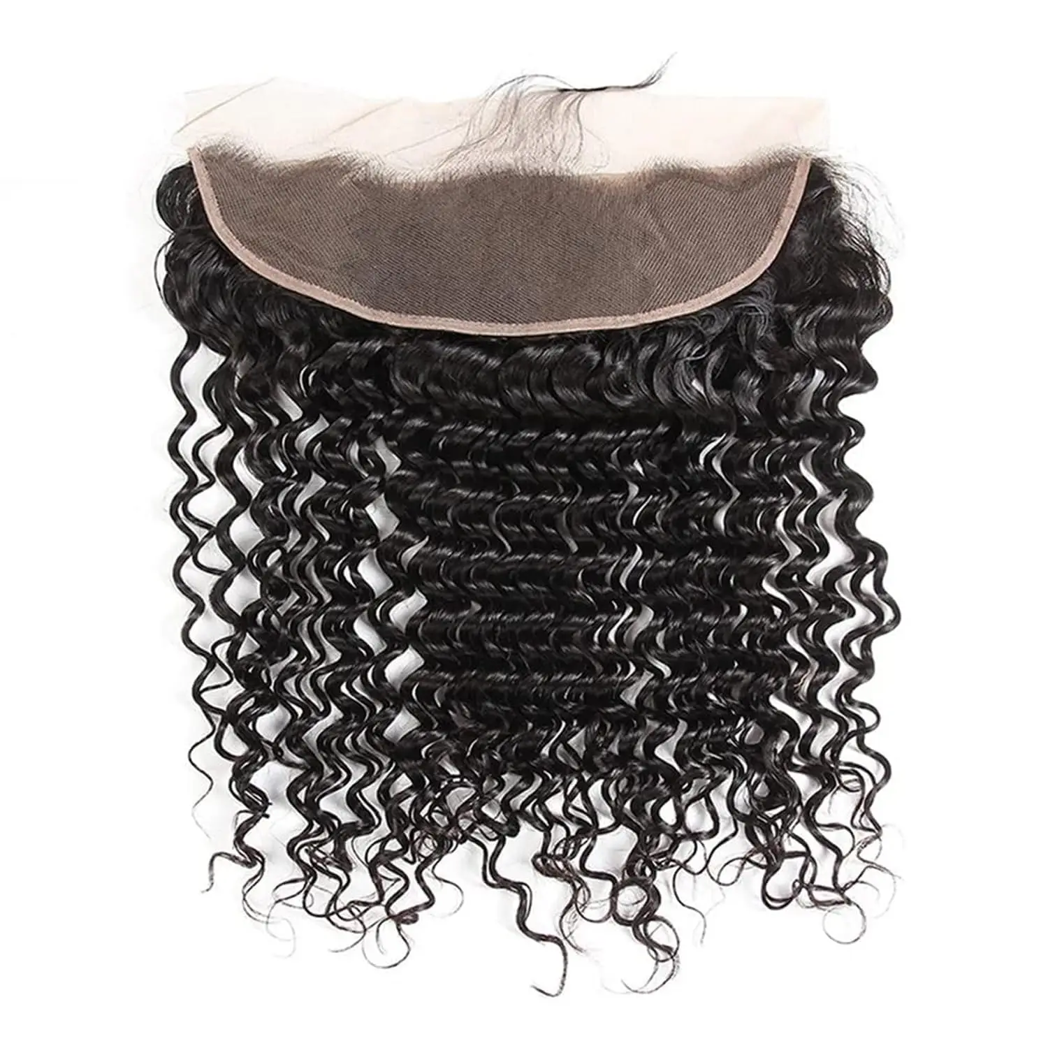 Lace Frontal Closure Deep Wave 13x4 Ear to Ear Frontal HD Lace Brazilian Curly Virgin Human Hair 150% Density Natural Black