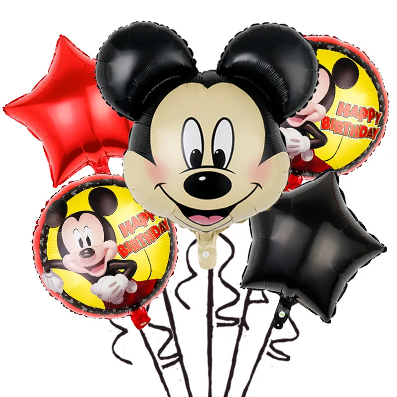 5 個セットミッキーミニーマウスヘッドバルーン漫画箔誕生日