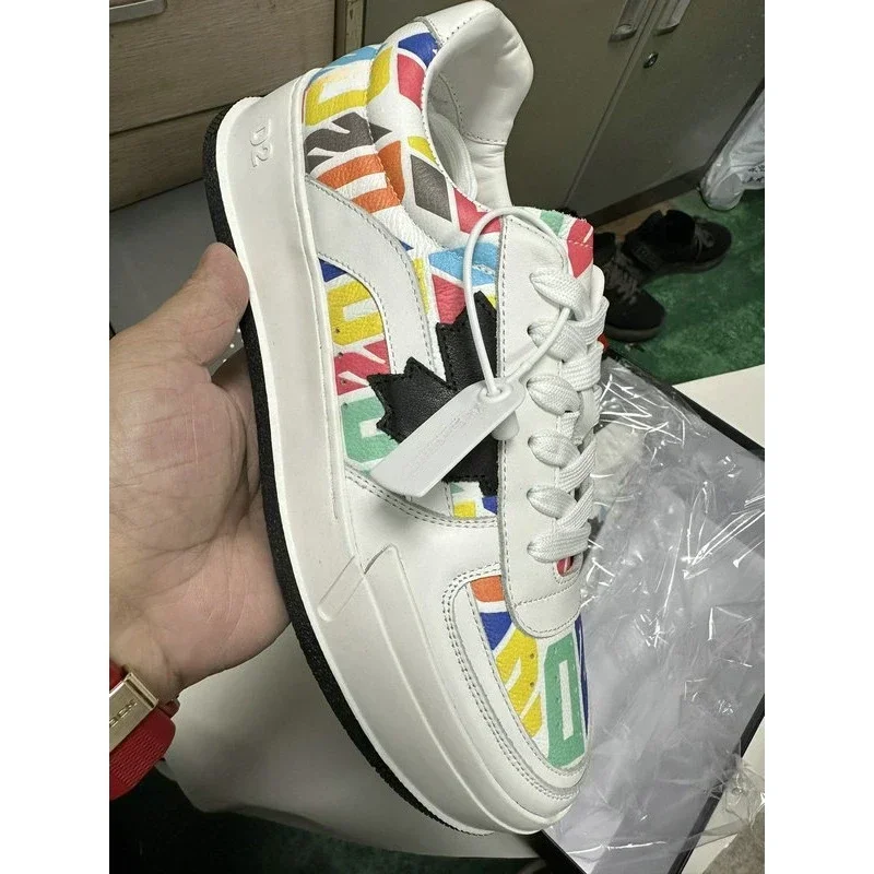 

Top Flats Style Dsq2 Men's Casual Shoes ICON Breathable Flat Business Men Sneakers Travel Luxury Shoes Genuine Leather 38-45 Hot