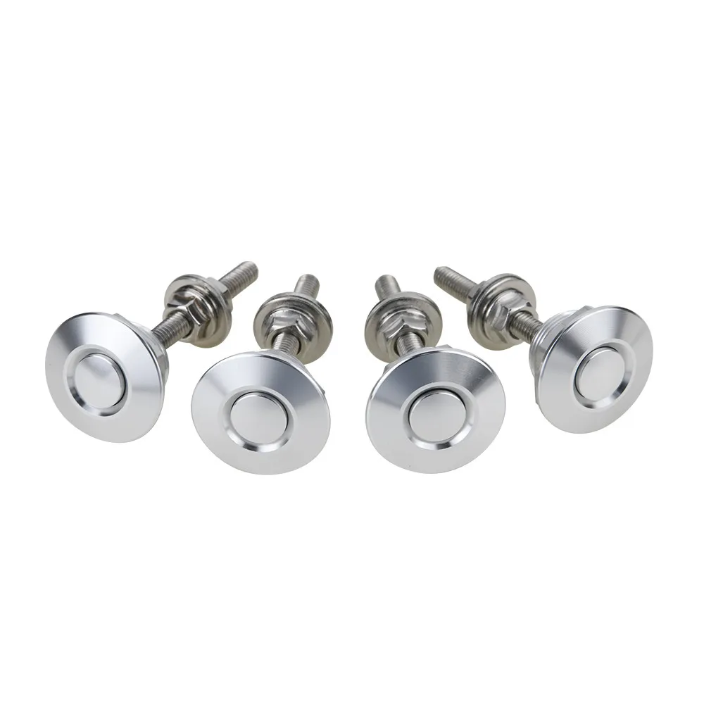 Lot De 2 Verrous De Capot à Dégagement Rapide - Alliage Aluminium, Bouton-poussoir - Pour Voiture, Capot, Pare-chocs - 2