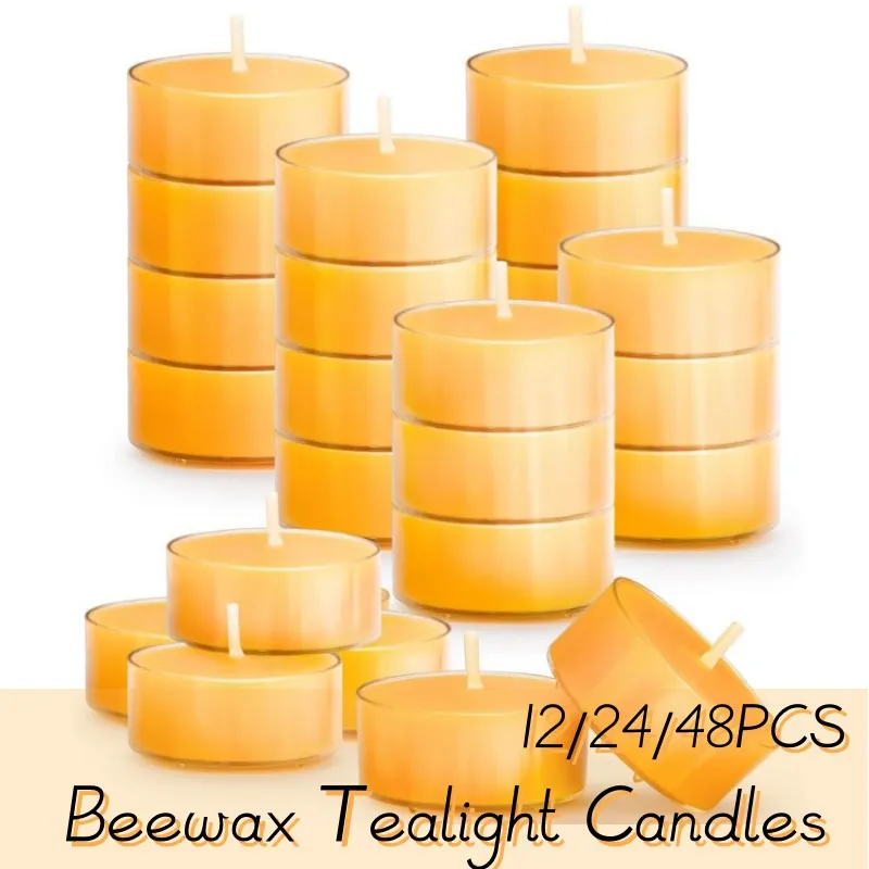 122448PCSBeeswaxTealightCandlesSmokelessHoneyScentedBeeWax