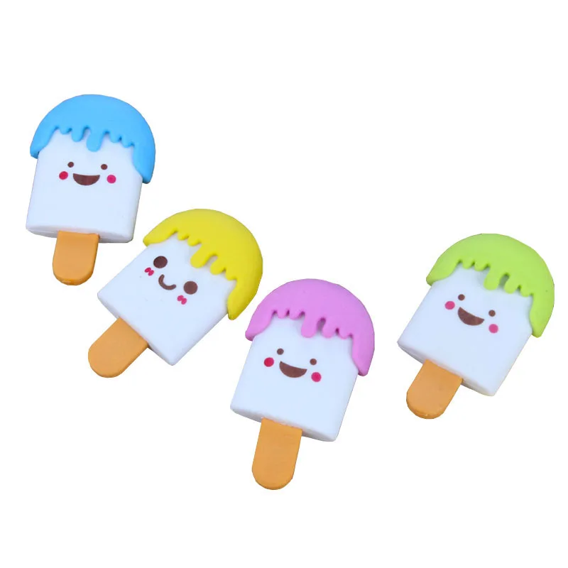 1pcs Creative Ice Cream Pencil Rubber Eraser Student Learn Stationery for Children Kids Gift Ideas Kindergarten Supplies