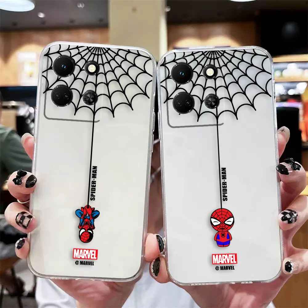 Custodia Trasparente Per Telefono Per Infinix Note 10 11 12 30 Smart 4 5 6 7 Zero Camon 19 20 Pro Custodia Shell Cartoon Marvel Spider-Man Spider Web