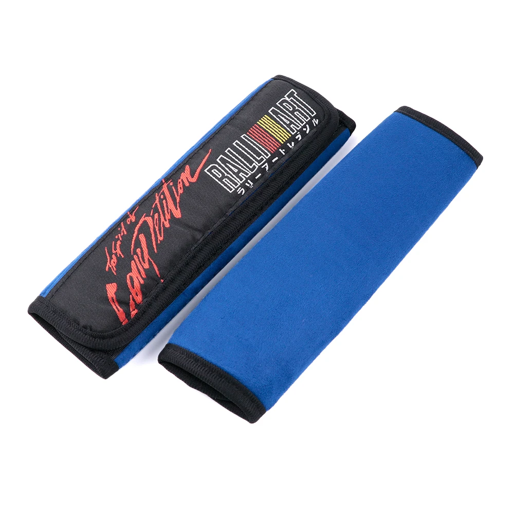 RALLIART JDM Style Suede Seat Belt Cover Soft Harness Pads Shoulder Pad 2pcs