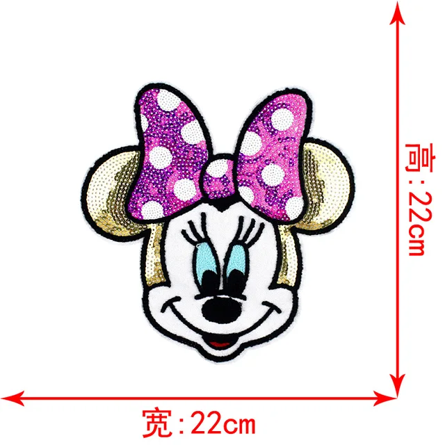 Disney Sequins Clothing Patch Mickey Minnie Mouse Patches Cartoon Sew Clothes Patch for T-shirt Coat DIY Decoration Women Gift Transparent