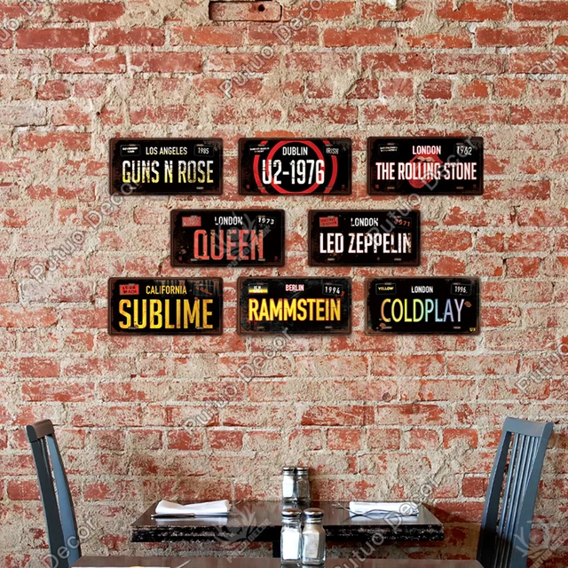 Putuo 장식 유명한 밴드 빈티지 금속 기호 주석 기호 번호판 금속 플라크 장식 바 펍 남자 동굴 클럽 벽 장식
