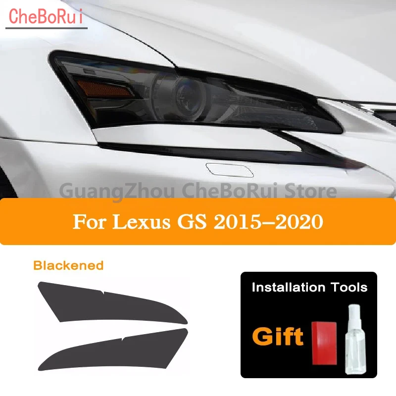 

2 Pcs For Lexus GS 2015-2020 GS 350 300 Protection Transparent TPU Sticker Accessories Car Headlight Tint Black Protective Film