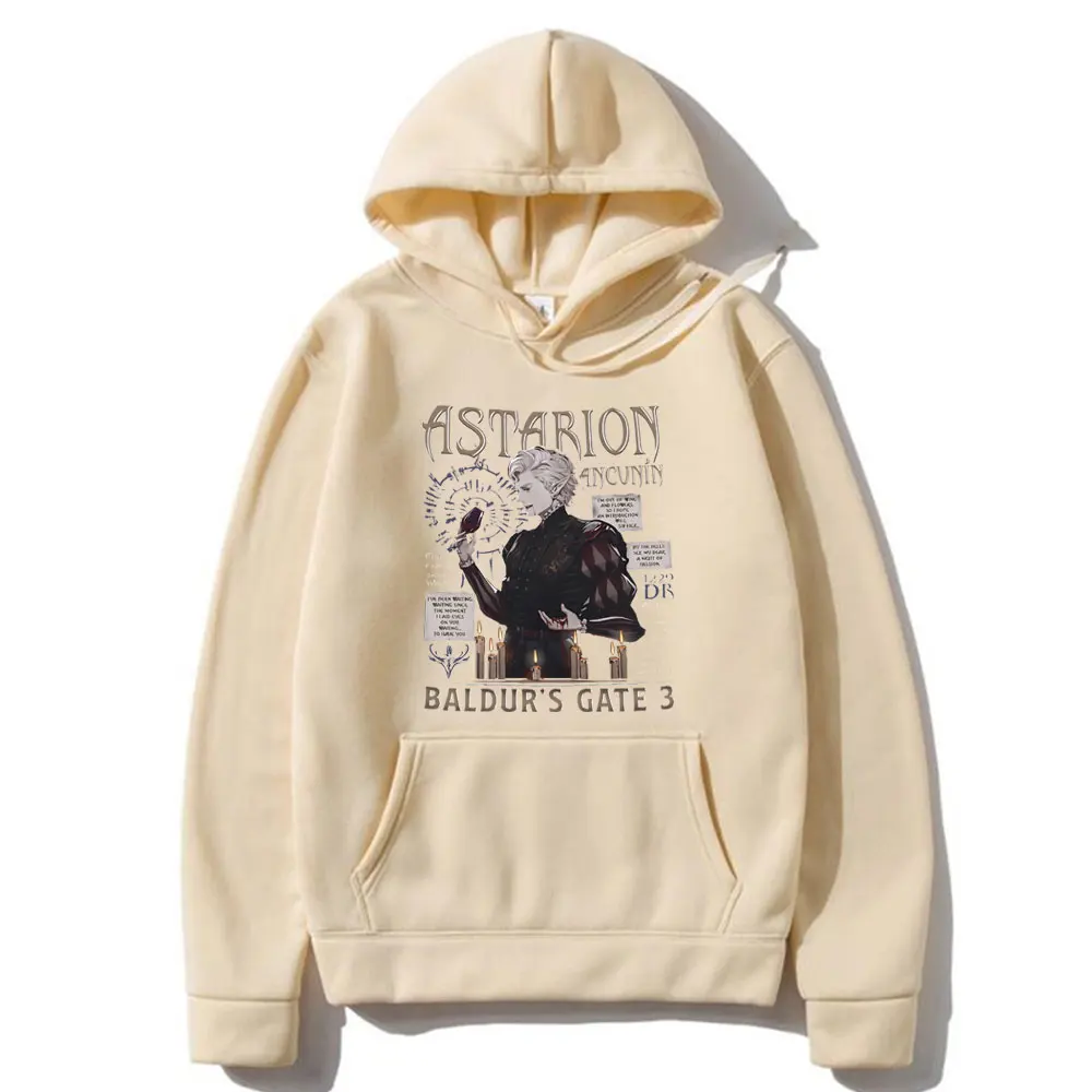 Hot Sale Game Baldur's Gate Astarion Print Hoodie Men Women's Vintage Oversized Sweatshirt Male Casual Fleece Cotton Hoodies