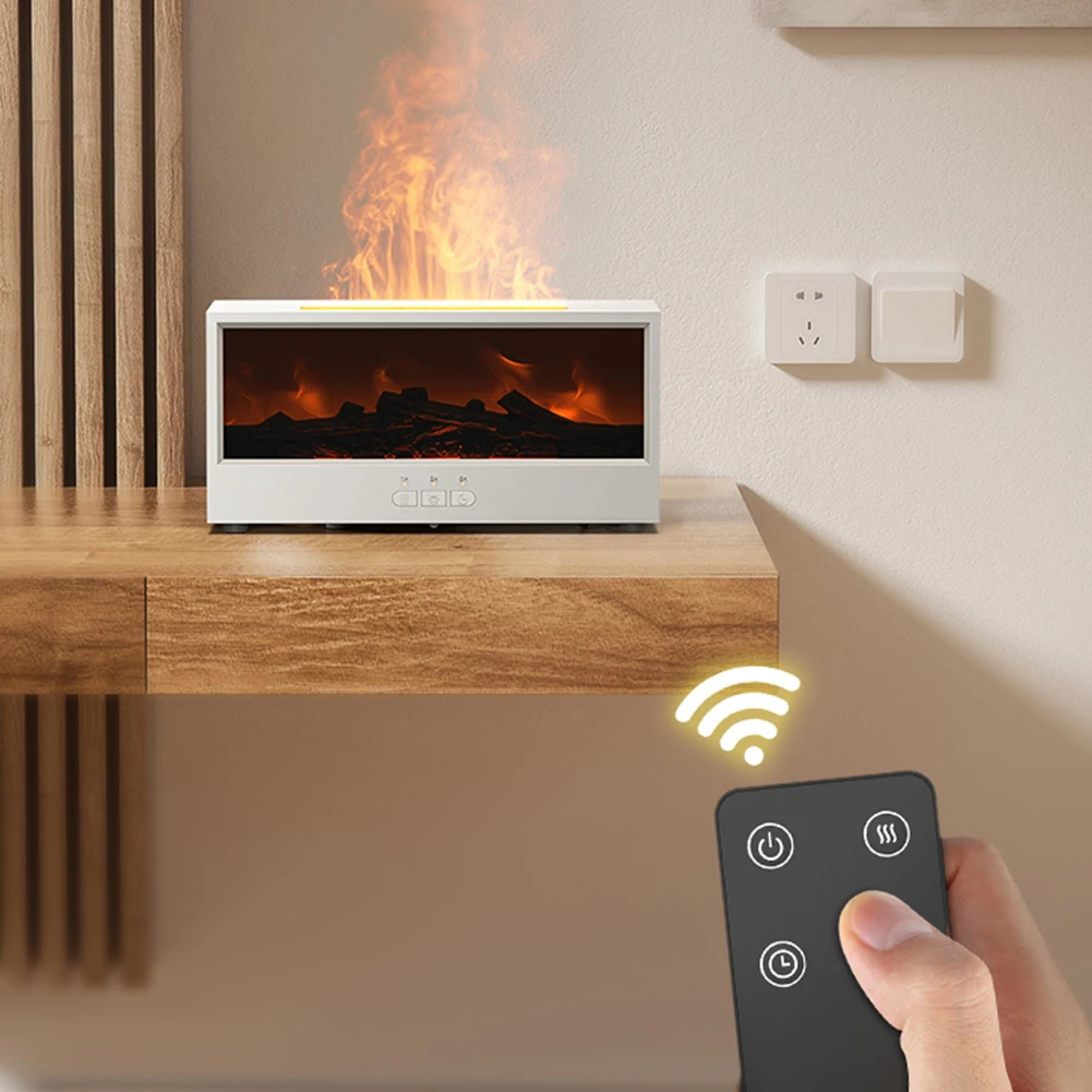 Dynamic Flame Fireplace Aromatherapy Diffuser Timer and Auto Off Flame Fireplace Aroma Diffuser for Spa Home Yoga Office Bedroom