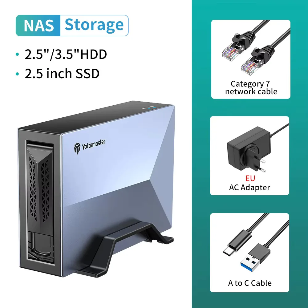 【No Stock!】20TB Network Storage 2.5”3.5''inch SATA SSD Enclosure Home Server Cloud Remote Access Share Data HDD External Case