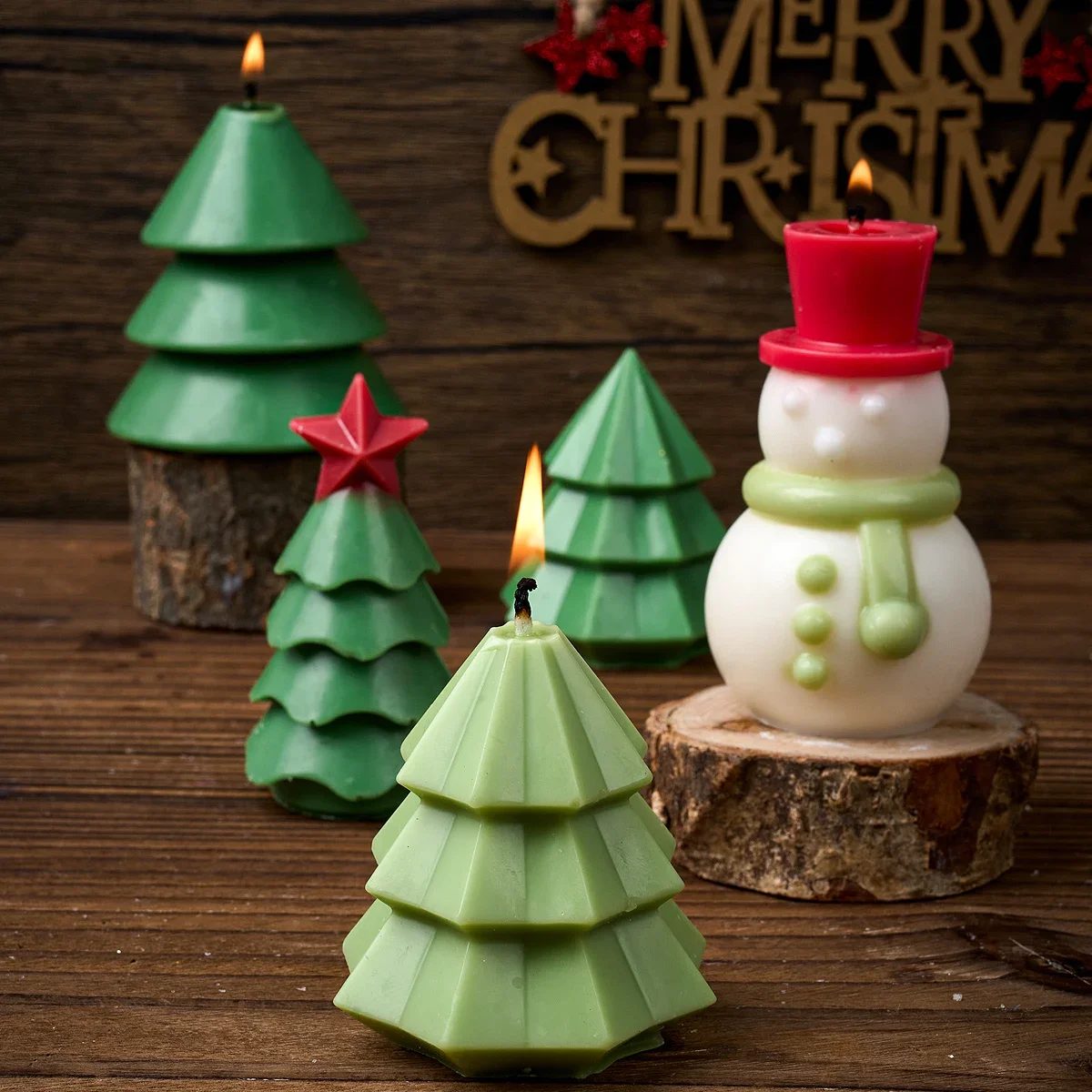 Christmas Tree Silicone Candle Mold Xmas Ornament Snowman Craft Molds DIY Soap Resin Plaster Making Home Holiday Decor Art Gifts