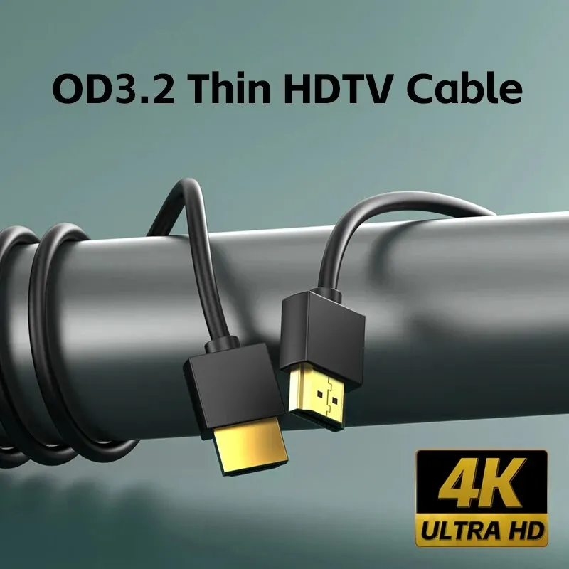 Ultra Thin Lightweight 4K HDMI Cable - Flexible, Portable, 1FT Coiled Design