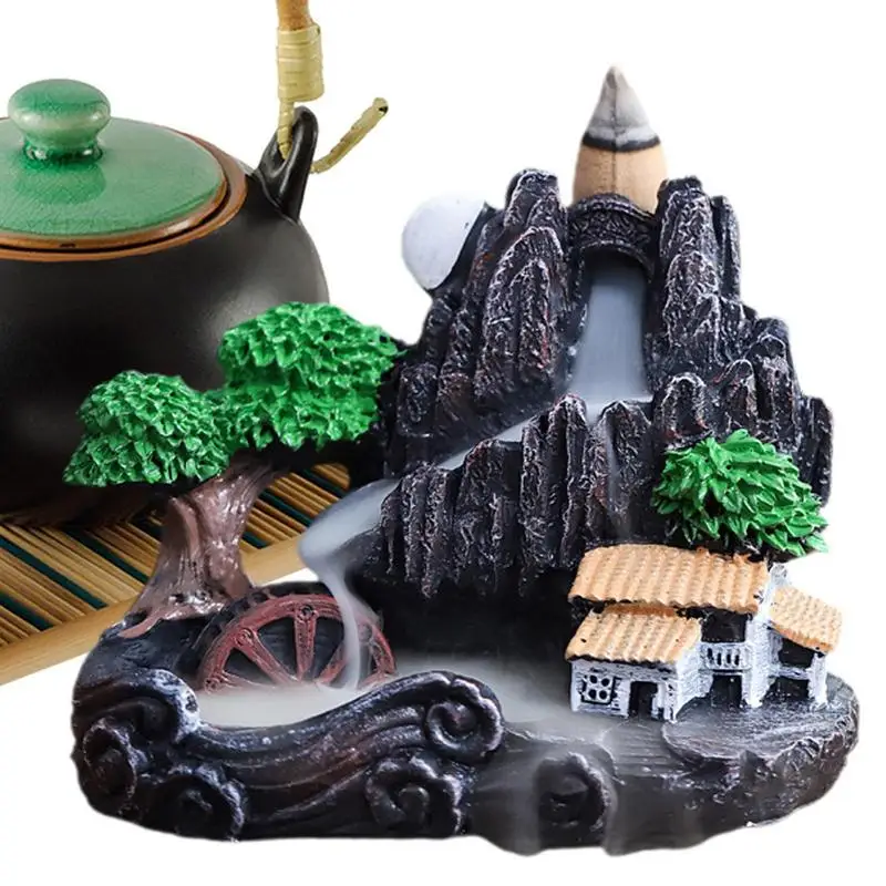 Incense Burner Resin Backflow Incense Smoke Waterfall Incense Holder For Aromatherapy Environment Cleansing Yoga Home Decor Gift