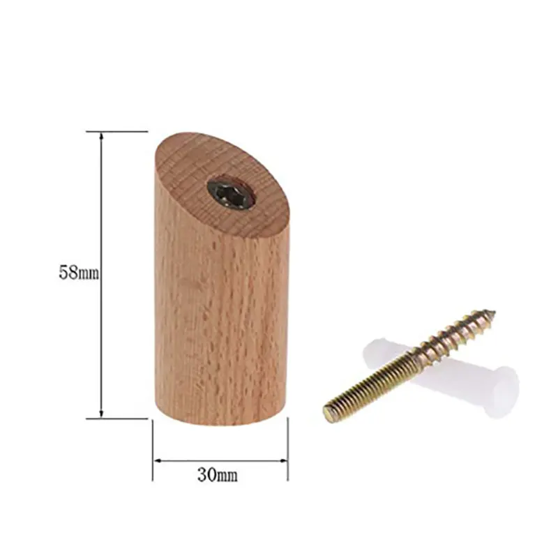 Wall Mounted Storage Rack Desk Hanger 4/2/1Pcs Wooden Hooks Wall Mounted Clothes Hooks