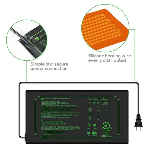 Met Tanúsított Palánták Hőszőnyegek Csírázási Állomás Hő Szőnyeg Meleg Hidroponikus Fűtőpad Eu Dugó - Image 2