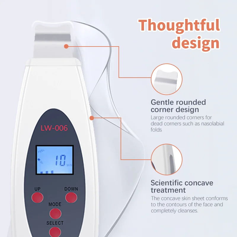 Upgraded Multi-Function Skin Scrubber Facial Spatula Blackhead Remover 4 Modes LED Display Pore Cleaner For Deep Cleasing