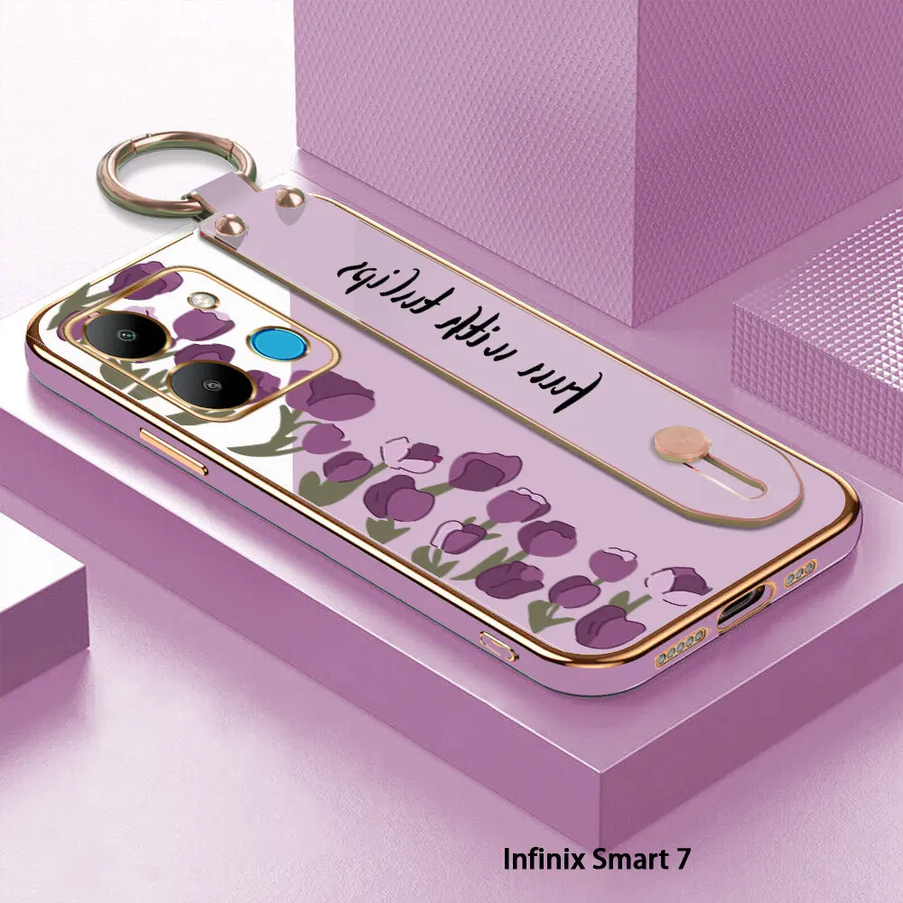 Custodia Per Telefono Con Cinturino Da Polso Per Infinix Note Gt 10 Pro 30 Pro 5G Vip Hot 30 30I 20 Smart 7 Zero 20 Ultra Flowers Tpu Cover Posteriore