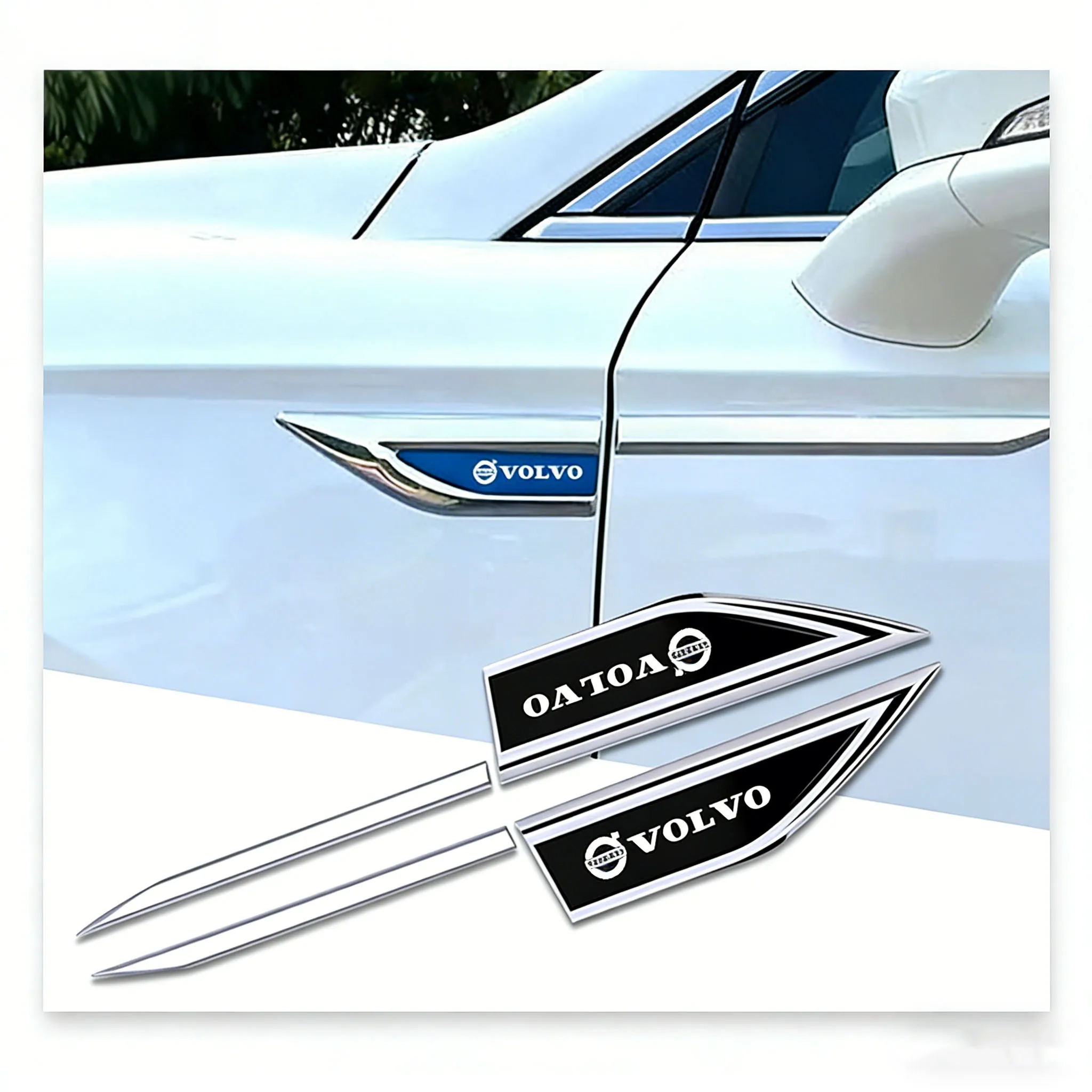 2 uds. de pegatinas 3D de acero inoxidable para coche, accesorios para Volvo Xc60 Xc90 V40 V60 S60 V50 V90 S80 C40 XC40 V70 XC70 T6.