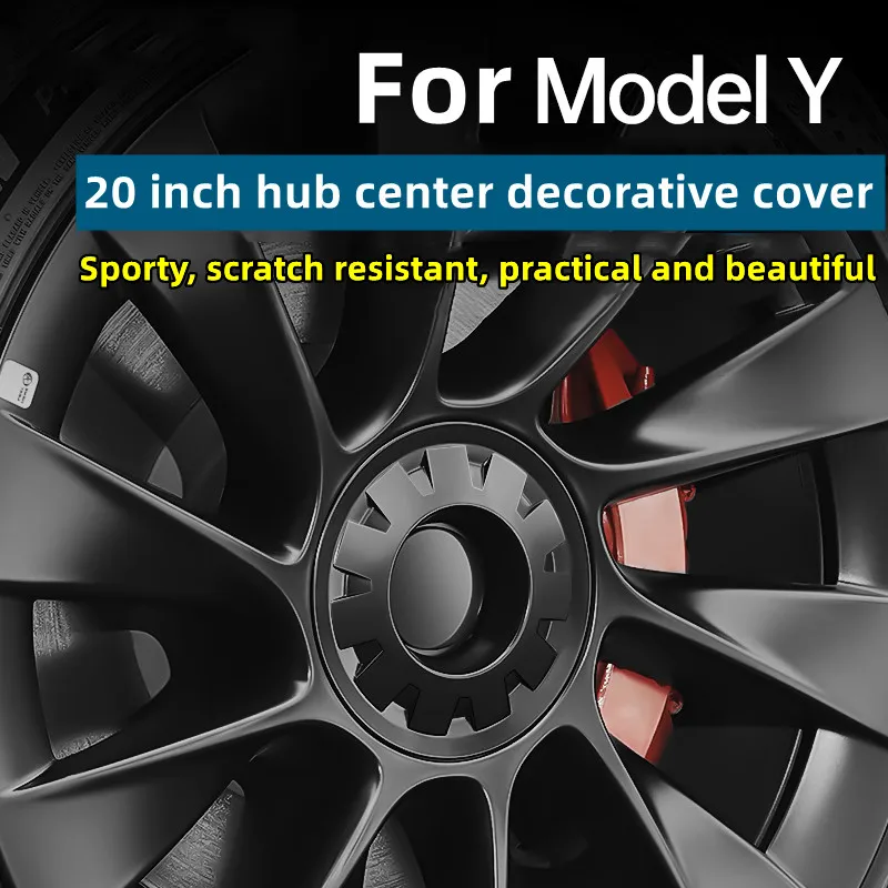 

For Tesla Model Y 20 Inch Wheel Hub Center Cover ABS Decoration Wheel Cap Tesla Auto Accessories Exterior Carbon Fiber Red Black