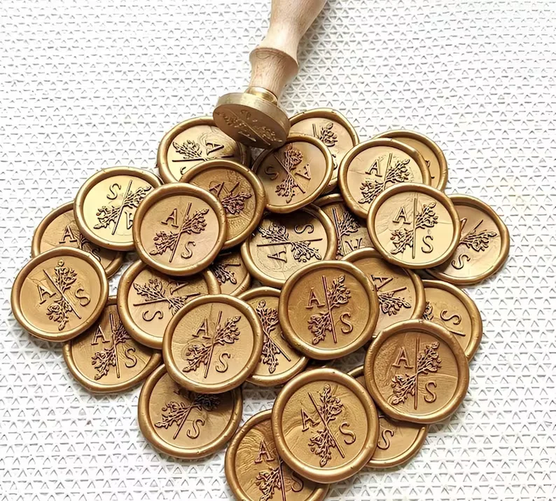 Custom Wedding Wax Seal Stickers Handmade Initial Monogram Seals Self-Adhesive wax seal stamp decorative stickers name stickers