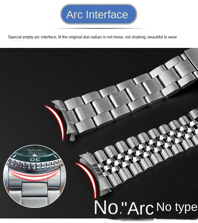 Edelstahlarmband für Seiko Nr. 5 SKX007 skx009 Uhr 20 22 mm gebogenes Armband für Oyster SSK003 für gebogenes Jubilee-Armband – Detail 6