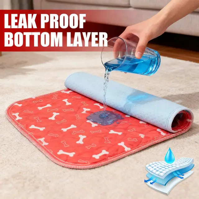 1pcs Reusable Pet Urine Pad Washable Dog Cat Diaper Mat 3 Layer Absorbent Dogs Diapers Pads Bone Paw Print For Sofa Bed Floor 4