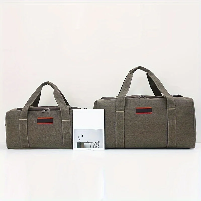 Outdoor Large Capacity Carry-on Men's Travel Tote Canvas Bag Large Duffel Bag Women's Back Packing Clothes Coffee Black Trip Bag