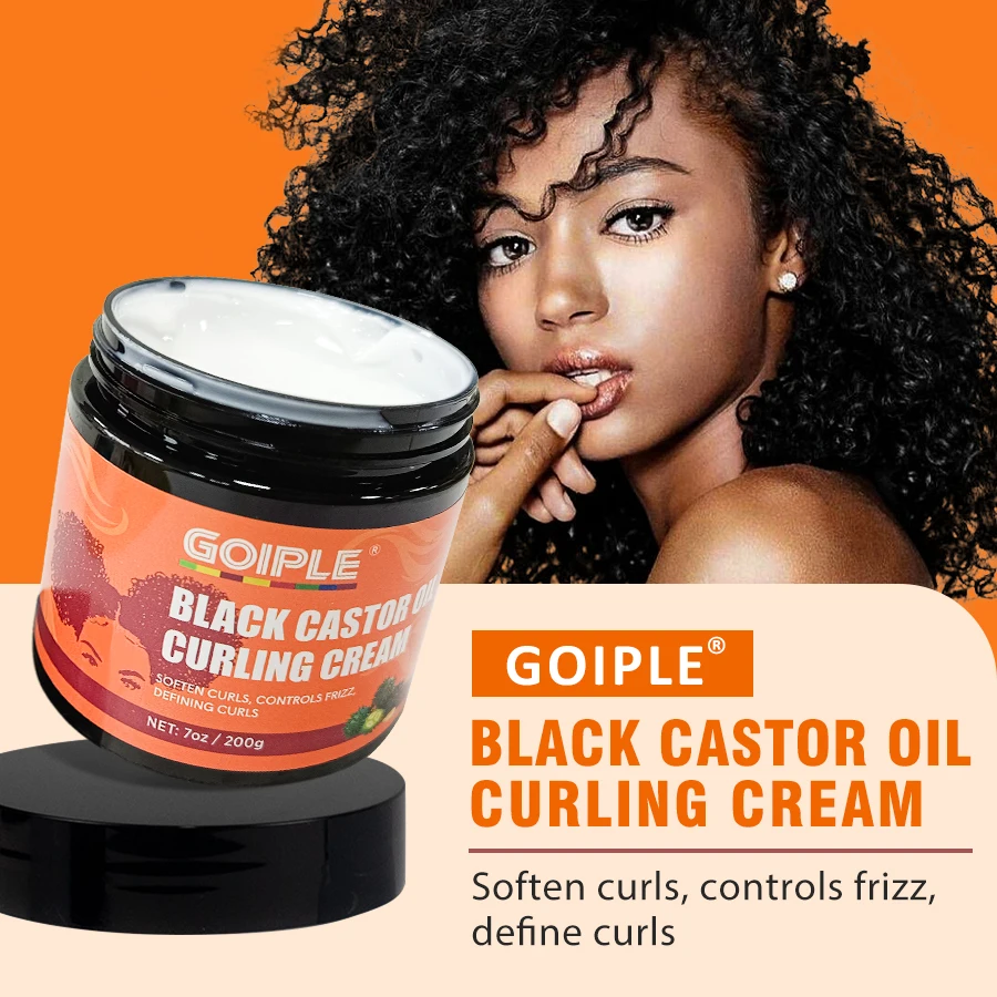 Natural Black Castor Oil Curl Cream Curl Defining Cream Moisturizing and Nourishing Curls Enhancer Elasticity Curly Care Product