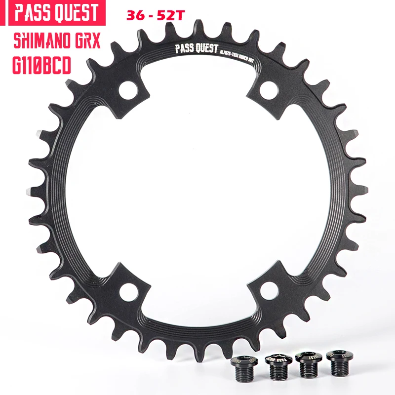 

PASS QUEST GRX 110BCD Four Claws Road Bike Narrow Wide Chainring 36-52T Crankset Round Oval Chainwheel Gravel Crankset