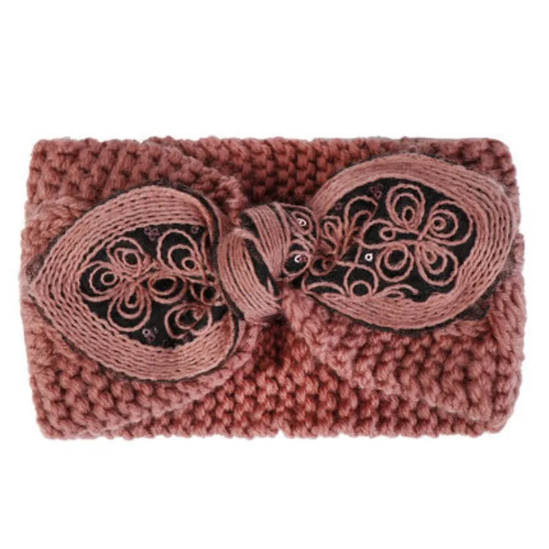 Internet Celebrity Knitted Yarn Bow Sequins Fashionable, Sweet, Elastic Headband with Loop, Women's Hair Accessories Look Good