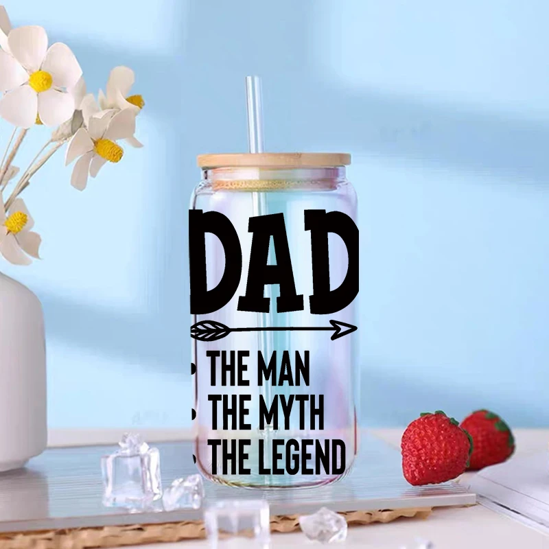 UV DTF Transfer Sticker DAD Themed For The 16oz Libbey Glasses Wraps Cup Can DIY Waterproof D14085
