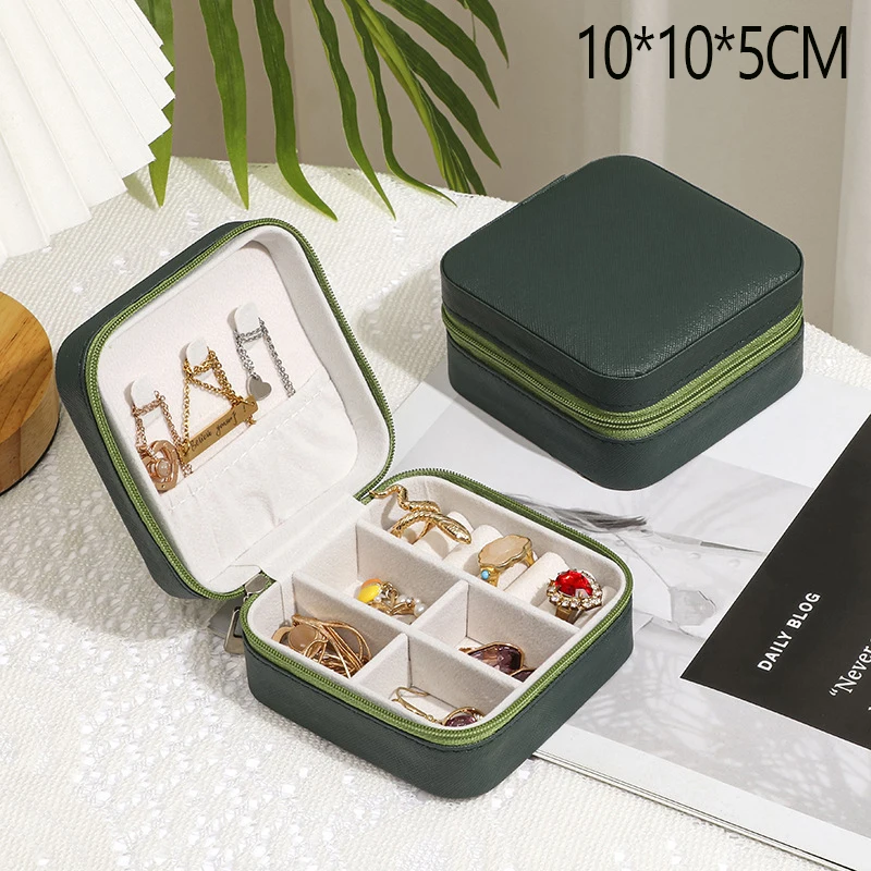 Portagioie da donna a 3 strati, portagioie organizer per collane, orecchini, bracciali, anelli, orecchini, collane, colore verde