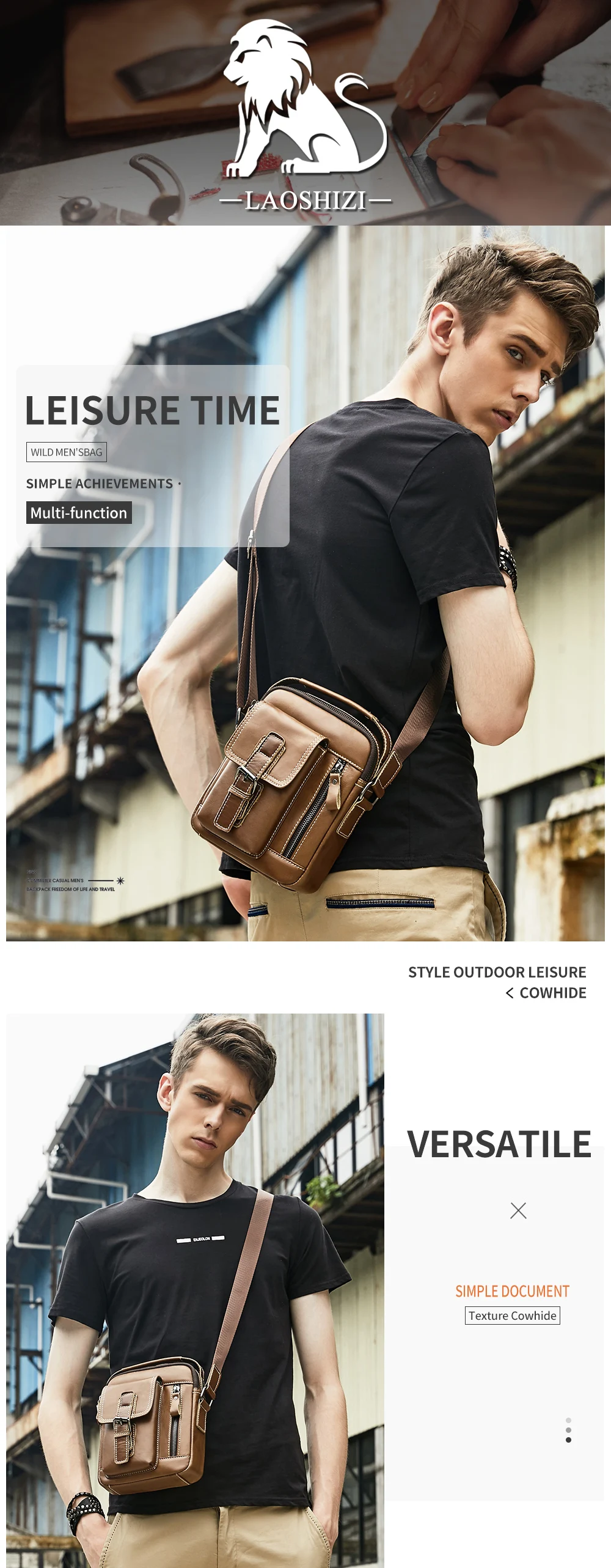 Men's Genuine Cowhide Leather Crossbody Bag - Vintage Vertical Shoulder 2 Sb54e053553b24056877aca5c31817dcft