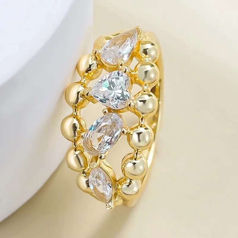 New S925 Silver Plated Ins Style Beaded Ring Ring Fashion Jewelry Romantic Collection