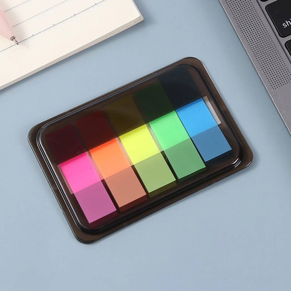 100 Sheets translucent Rainbow Index Memo Pad It Sticky Notepads Paper ...