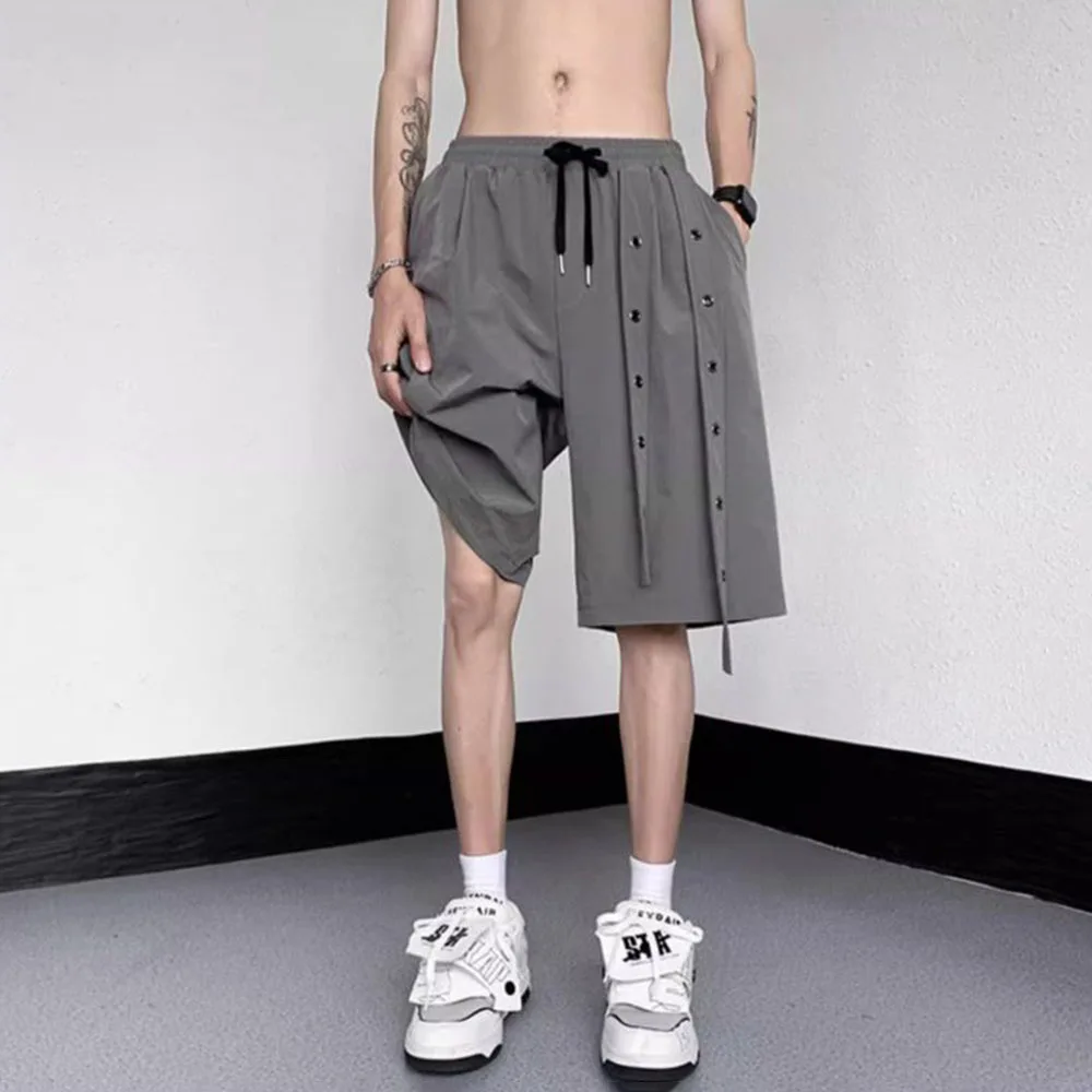 Genderless Dark Style Y2k Casual Shorts Men'S 2024 Summer New Design Five-Point Pants Waistband Personalized Loose Sports Pants