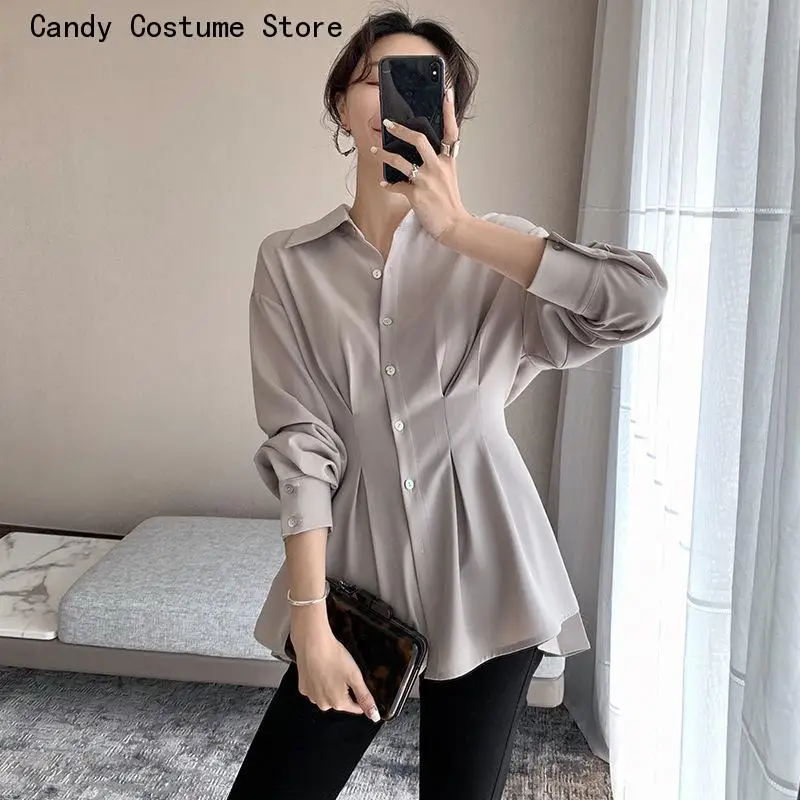 Simple Shirts Women Spring 3 Colors S-3XL Elegant Design Clothing Tops Office Lady All-match Solid Temperament Ins New Arrival