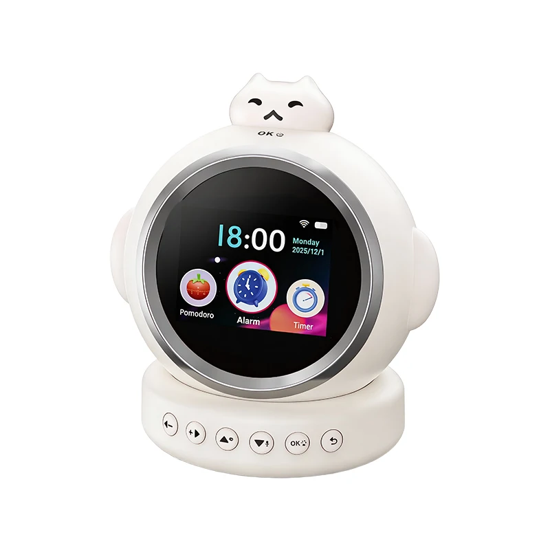 Alto-falante com IA, Wi-Fi, Assistente de Voz, Tela Sensível ao Toque HD, Despertador, Som Hi-Fi Estéreo, Multifuncional com Luz Noturna RGB e Entrada para Cartão TF