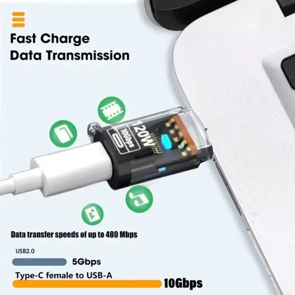 120W 초고속 충전 USB3.2 커넥터 USB A-타입 C(남성-여성) 어댑터 10Gbps 고속 데이터 전송 변환기